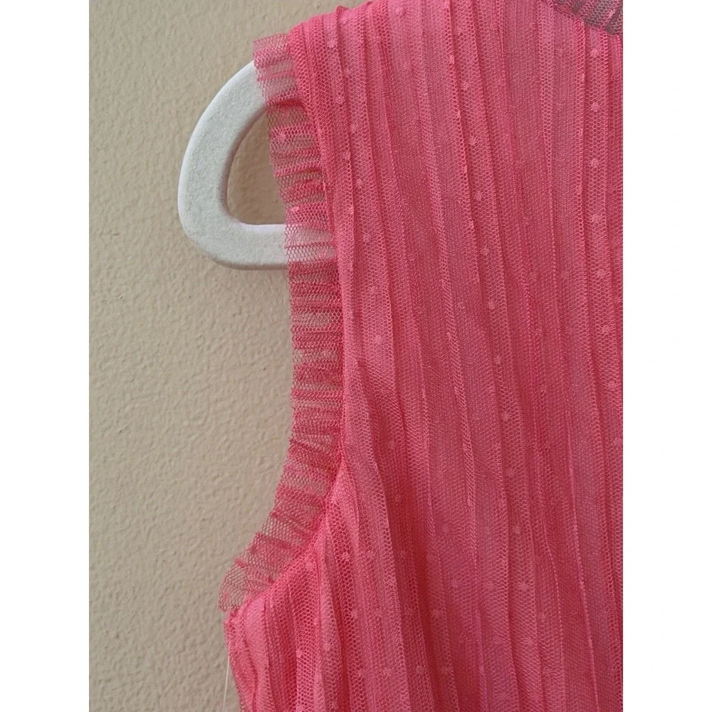 NEW Zenzi Girls Sleeveless Tiered Ruffle Tulle Dress Watermelon Size S (6/7) NWT